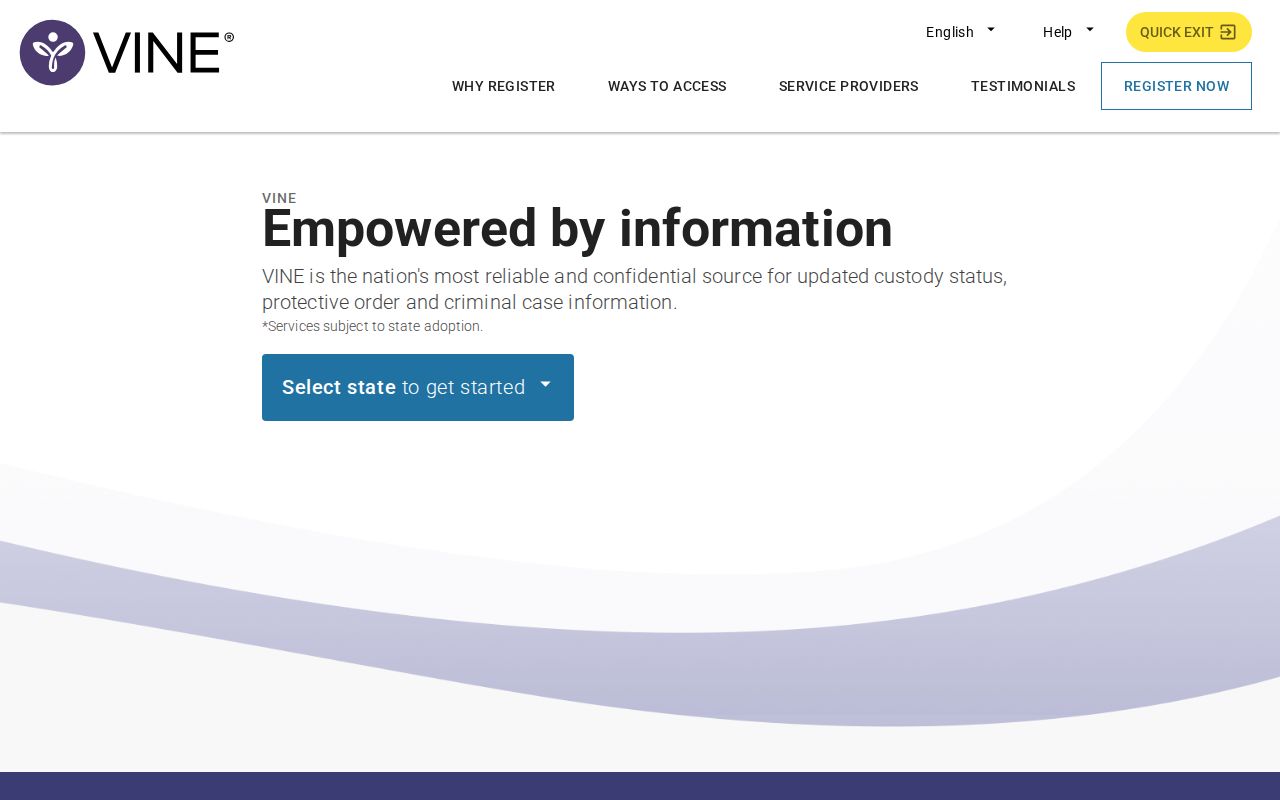 VINELink interface used to select Michigan and search participating custody systems